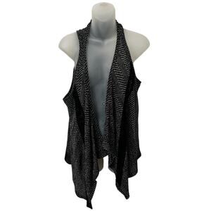maurices herringbone open front waterfall vest racerback sleeveless crochet back